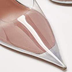 Pre Owned Amina Muaddi Transparent PVC Ane Wedge Pumps Size 40