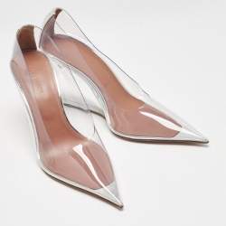 Pre Owned Amina Muaddi Transparent PVC Ane Wedge Pumps Size 40