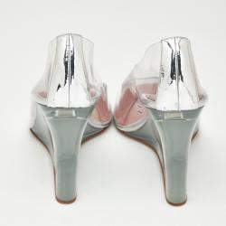 Pre Owned Amina Muaddi Transparent PVC Ane Wedge Pumps Size 40
