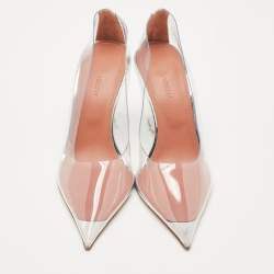 Pre Owned Amina Muaddi Transparent PVC Ane Wedge Pumps Size 37.5