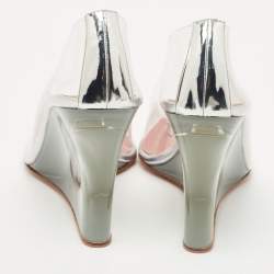 Pre Owned Amina Muaddi Transparent PVC Ane Wedge Pumps Size 37.5