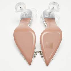 Pre Owned Amina Muaddi Transparent PVC Begum Glass Slingback Pumps Size 38.5