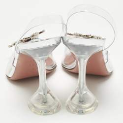 Pre Owned Amina Muaddi Transparent PVC Begum Glass Slingback Pumps Size 38.5