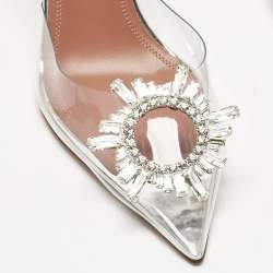 Pre Owned Amina Muaddi Transparent PVC Begum Glass Slingback Pumps Size 38.5