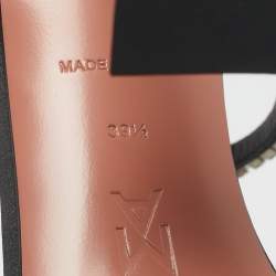 Pre Owned Amina Muaddi Black Satin Crystal Embellished Gilda Slide Sandals Size 39.5