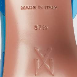 Pre Owned Amina Muaddi Blue PVC Begum Slingback Pumps Size 37.5