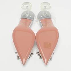 Pre Owned Amina Muaddi Transparent PVC Begum Slingback Pumps Size 39
