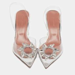 Pre Owned Amina Muaddi Transparent PVC Begum Slingback Pumps Size 39