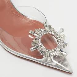 Pre Owned Amina Muaddi Transparent PVC Begum Slingback Pumps Size 39