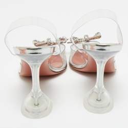 Pre Owned Amina Muaddi Transparent PVC Rosie Slingback Pumps Size 37