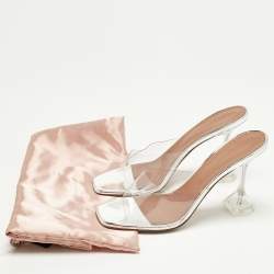 Pre Owned Amina Muaddi Transparent PVC lupita Slide Sandals Size 41