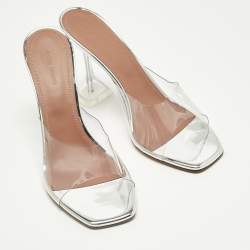 Pre Owned Amina Muaddi Transparent PVC lupita Slide Sandals Size 41