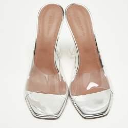 Pre Owned Amina Muaddi Transparent PVC lupita Slide Sandals Size 41