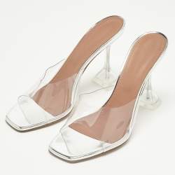 Pre Owned Amina Muaddi Transparent PVC lupita Slide Sandals Size 41