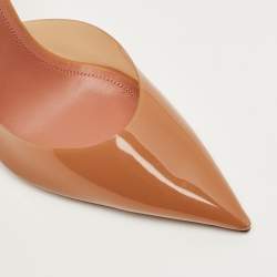 Pre Owned Amina Muaddi Brown PVC Holli Glass Slingback Pumps Size 38