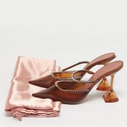 مملوكة مسبقًا Amina Muaddi Holli Glass Size 36 Brown PVC Pumps