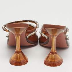 مملوكة مسبقًا Amina Muaddi Holli Glass Size 36 Brown PVC Pumps