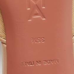 مملوكة مسبقًا Amina Muaddi Alexa Size 35.5 Beige Leather and Net Slide Sandals