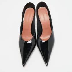 مملوكة مسبقًا Amina Muaddi Anok Size 38.5 Black Patent Leather Mules