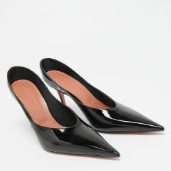 مملوكة مسبقًا Amina Muaddi Anok Size 38.5 Black Patent Leather Mules