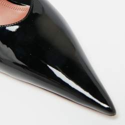 مملوكة مسبقًا Amina Muaddi Anok Size 38.5 Black Patent Leather Mules
