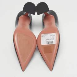 Pre Owned Amina Muaddi Ami Size 37.5 Black Patent Leather Pumps