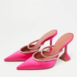 Pre Owned حذاء مزين بالكريستال من الساتان الوردي مقاس 38 أمينة معادي جيلدا