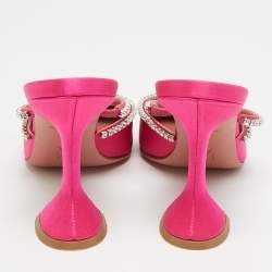 Pre Owned حذاء مزين بالكريستال من الساتان الوردي مقاس 38 أمينة معادي جيلدا