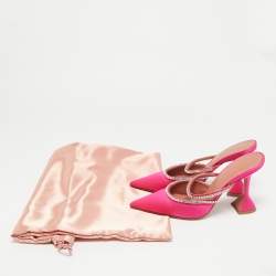 Pre Owned حذاء مزين بالكريستال من الساتان الوردي مقاس 38 أمينة معادي جيلدا