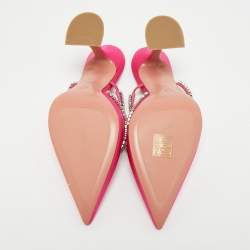Pre Owned حذاء مزين بالكريستال من الساتان الوردي مقاس 38 أمينة معادي جيلدا