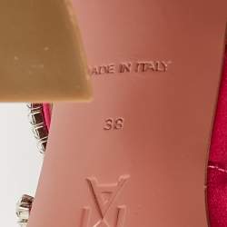 Pre Owned حذاء مزين بالكريستال من الساتان الوردي مقاس 38 أمينة معادي جيلدا