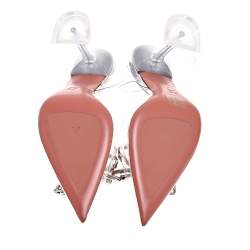 Pre Owned Amina Muaddi Silver Rosie Crystal Embellished PVC Pointed Toe Slingback Sandals Size 37