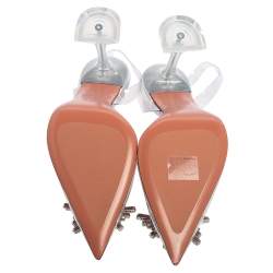 Pre Owned Amina Muaddi Silver PVC  Crystal-Embellished Slingback Pumps Size 38