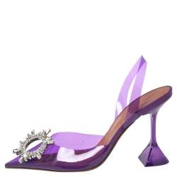 Amina Muaddi Purple PVC Begum Slingback Pumps Size 37