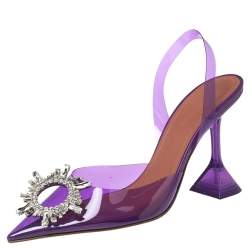 Amina Muaddi Purple PVC Begum Slingback Pumps Size 37