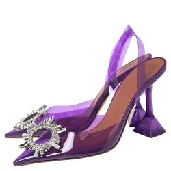 Amina Muaddi Purple PVC Begum Slingback Pumps Size 37