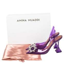 Amina Muaddi Purple PVC Begum Slingback Pumps Size 37