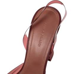 Pre Owned Amina Muaddi Burgundy PVC Begum Glass Slingback Pumps Size 38.5