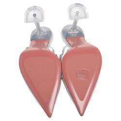 Pre Owned Amina Muaddi Silver Crystal Embellished PVC Gilda Glass Pointed-Toe Mules Size 39