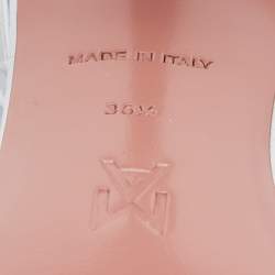 Pre Owned Amina Muaddi White Leather And PVC Ankle Wrap Sandals Size 36.5