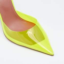 Pre Owned Amina Muaddi Neon Yellow PVC Holli Glass Slingback Sandals Size 40