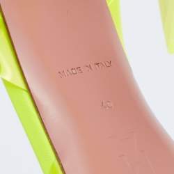 Pre Owned Amina Muaddi Neon Yellow PVC Holli Glass Slingback Sandals Size 40