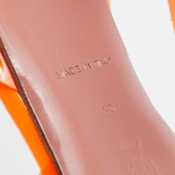 Pre Owned Amina Muaddi Neon Orange PVC Holli Glass Slingback Sandals Size 40