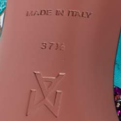 Pre Owned Amina Muaddi Multicolor Glitter Crystal Embellished Gilda Mules Size 37.5