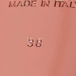 Pre Owned Amina Muaddi Pink Satin And Feather Adwoa Crystal Embellished Slingback Sandals Size 38