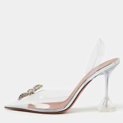 Amina Muaddi Transparent PVC Rosie Slingback Pumps Size 40