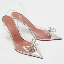 Amina Muaddi Transparent PVC Rosie Slingback Pumps Size 40