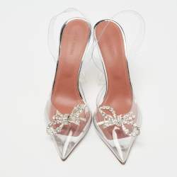 Amina Muaddi Transparent PVC Rosie Slingback Pumps Size 40