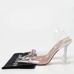 Amina Muaddi Transparent PVC Rosie Slingback Pumps Size 40