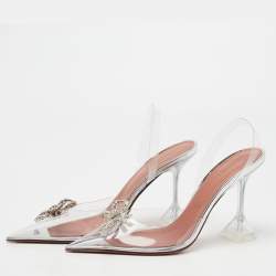 Amina Muaddi Transparent PVC Rosie Slingback Pumps Size 40